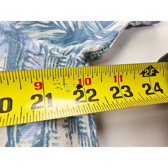 Tasso Elba Island Sz Medium Mens Blue Floral Silk Linen Blend Short Sleeve Shirt - Picture 2 of 9